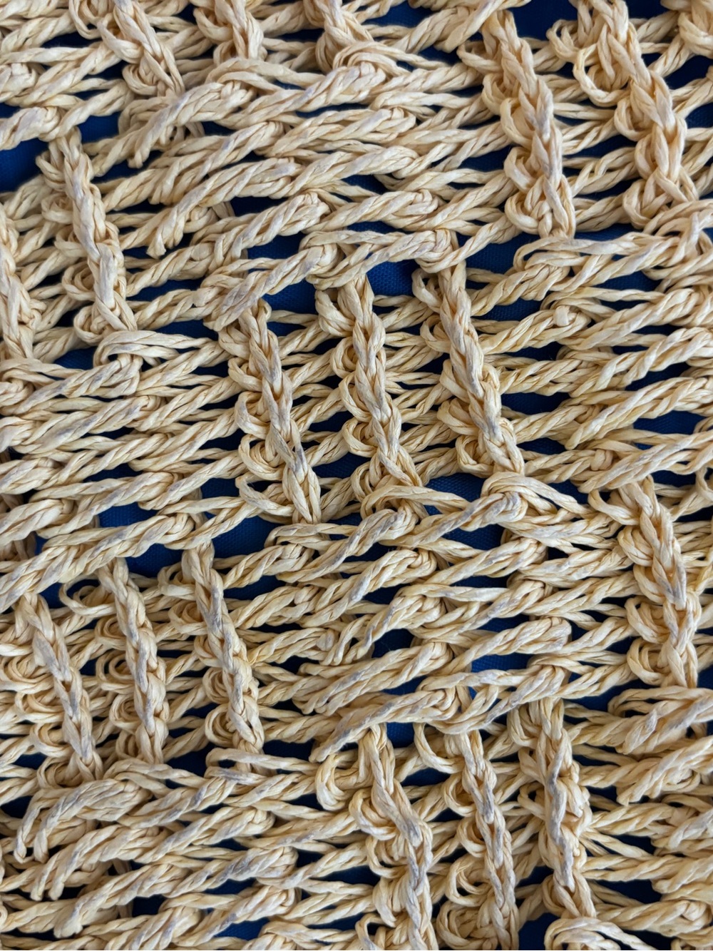 Yellow Crochet Shoulder Bag with Blue Flower Accent - Picture 5 of 5